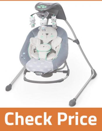 ingenuity twinkle teddy bear in lighten cradling swing & rocker