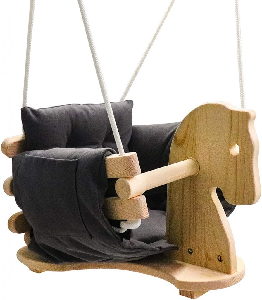 Baby Wooden Horse Swing Toddler Secure