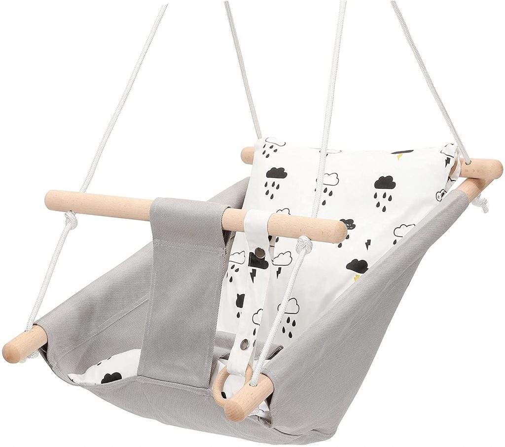 Mlian Secure Canvas and Wooden Baby Swing